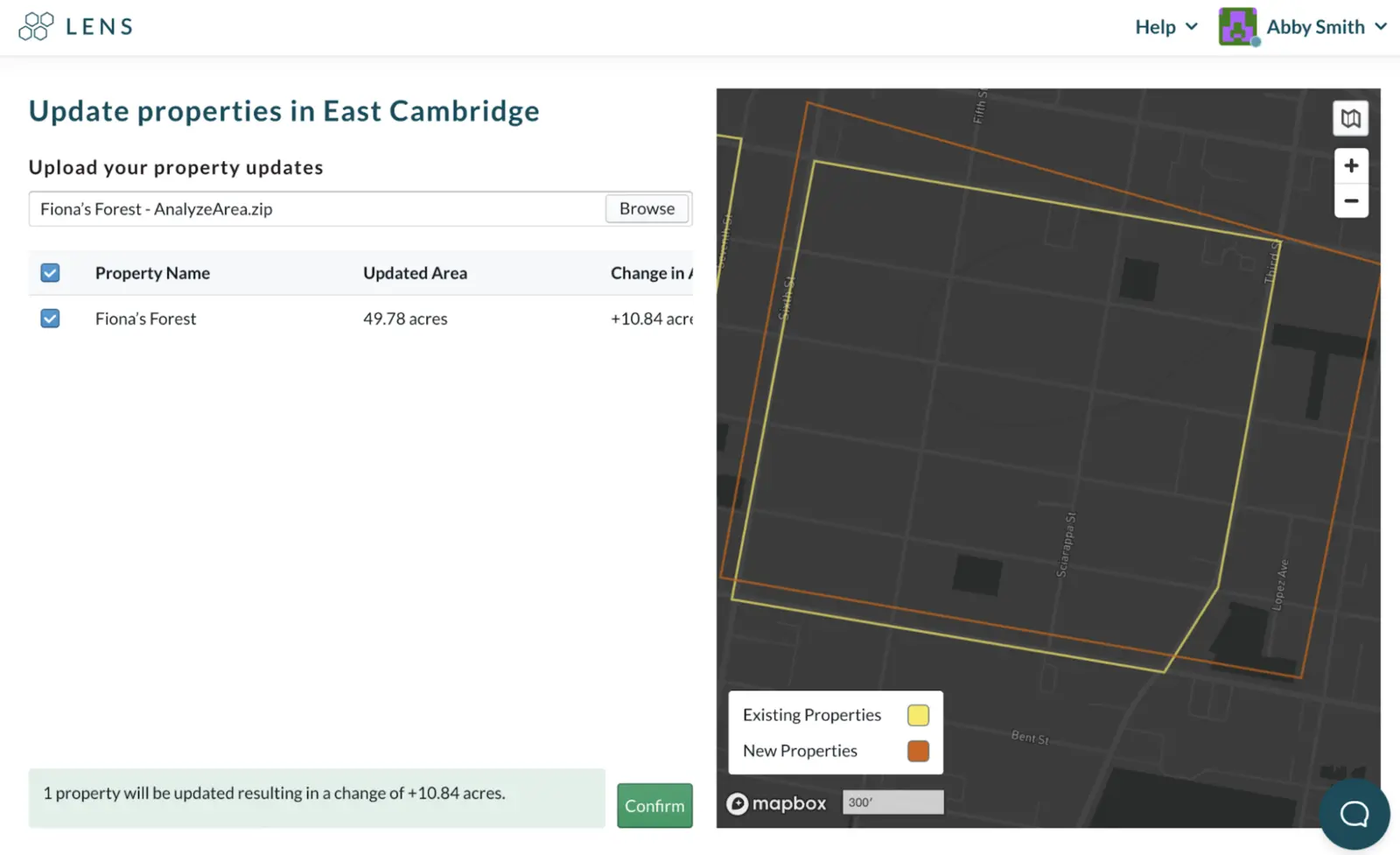 Update property boundaries in Lens