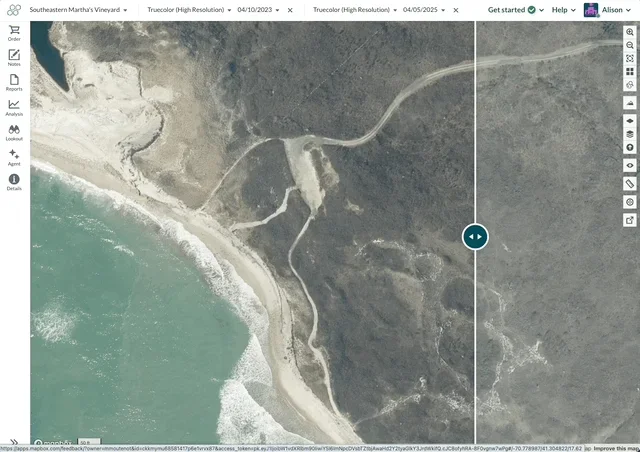 Martha's Vineyard coastline showing beach erosion