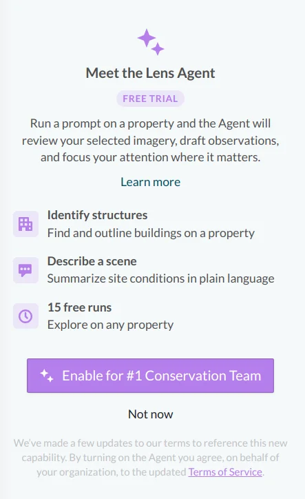 Enable the Lens Agent trial dialog