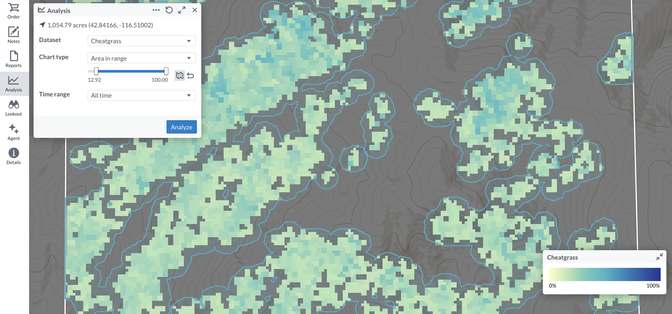 Cheatgrass Map Monitoring cheatgrass at scale with Lens - Lens by Upstream Tech